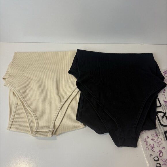 NEW Lot 2 OQQ Women's Small Bodysuit Sexy Ribbed Strappy Square Neck Sleeveless - Picture 5 of 5